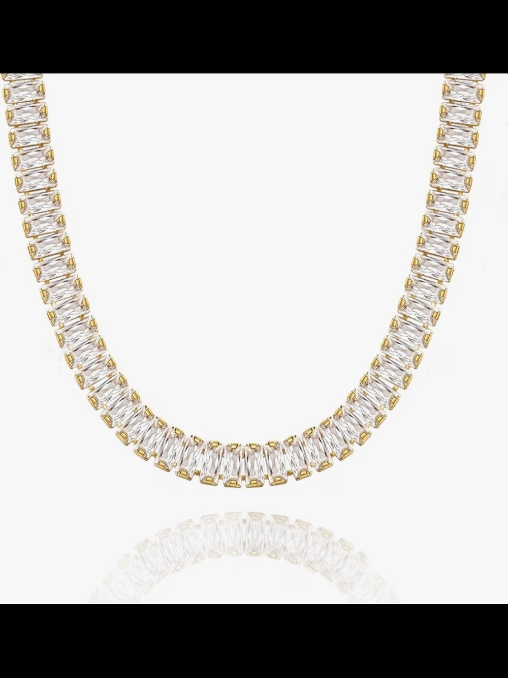 Gold Baguette Necklace - Picture 4 of 15